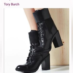 Tory Burch Black Broome Combat Boots/Booties